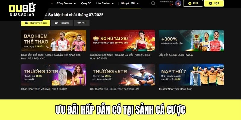 Ưu đãi hấp dẫn có tại sảnh cá cược